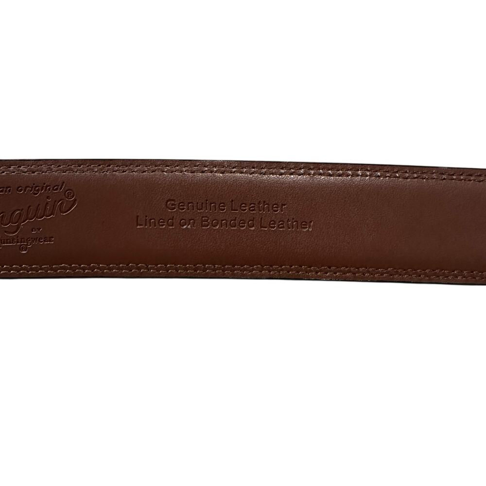 Penguin Munsingwear Men's Belt 50 Black Leather Adjustable Belt Buckle - Picture 4 of 6